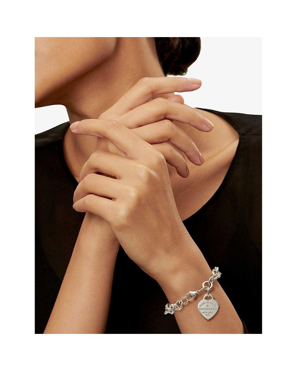 Tiffany & Co White Return To Tiffany Heart Tag Medium Sterling And 0.02Ct Diamond Bracelet