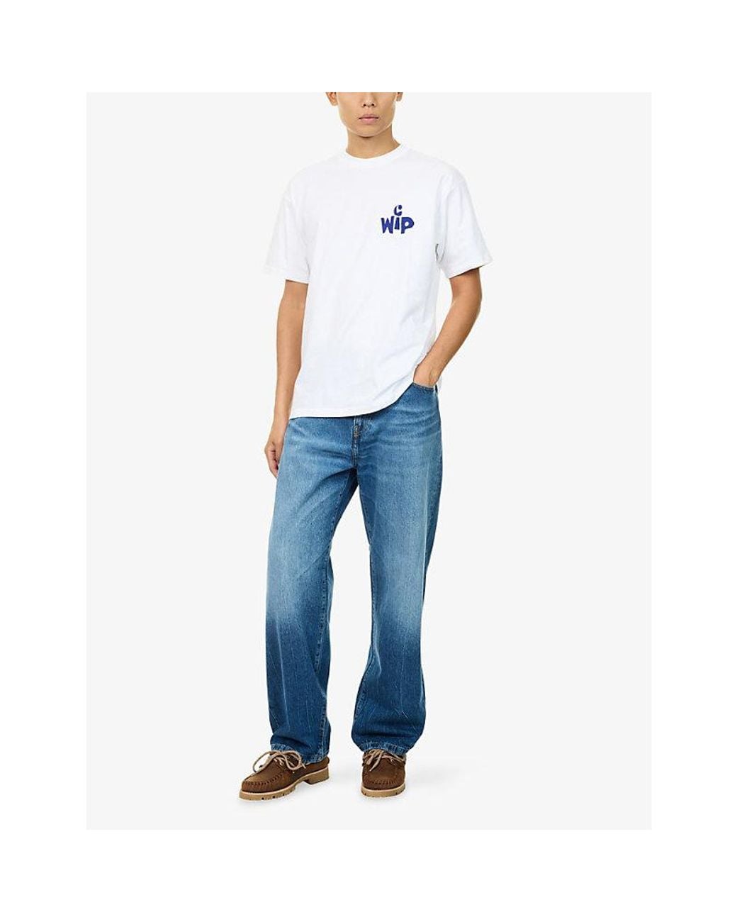 Carhartt White Cutout Graphic-Print Cotton T-Shirt for men