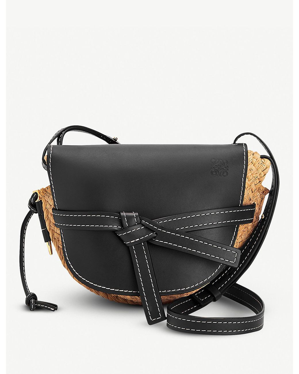 Loewe Gate Straw And Leather Shoulder Bag in Black/Natural (Black) Lyst Australia