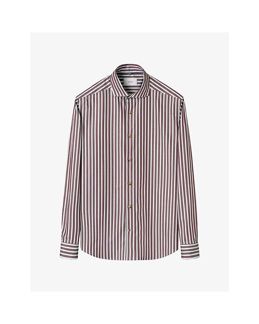 Eton of Sweden Purple Bengal-Striped Casual-Fit Cotton Shirt for men