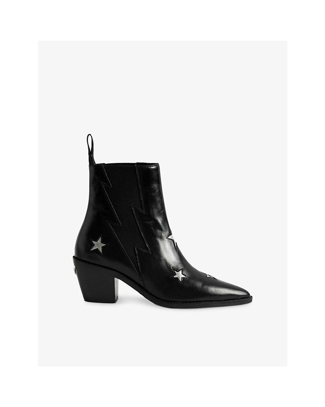 Zadig & Voltaire Black Tyler Stars Leather Heeled Ankle Boots