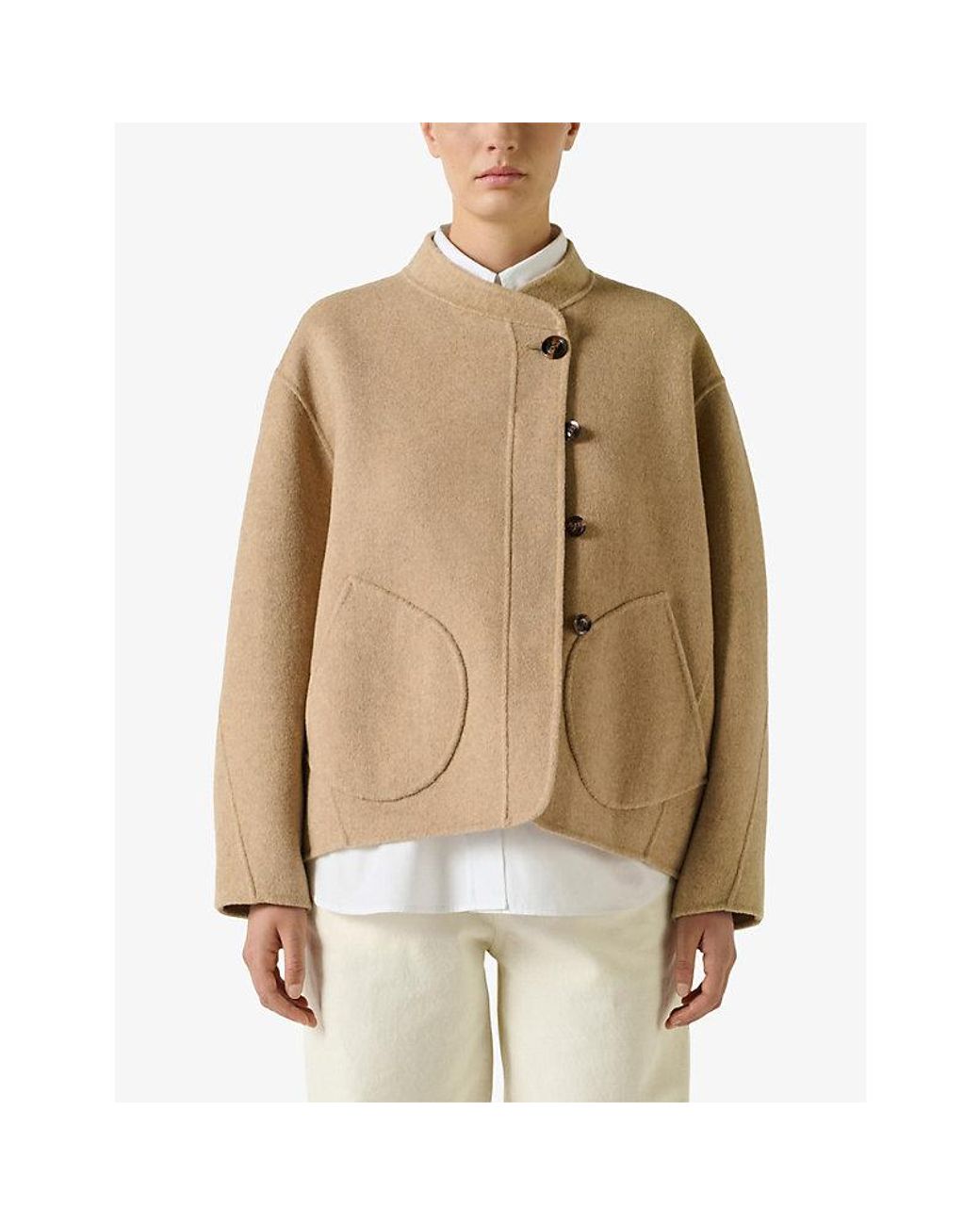 Soeur Natural Windsor Relaxed-Fit Wool-Blend Coat