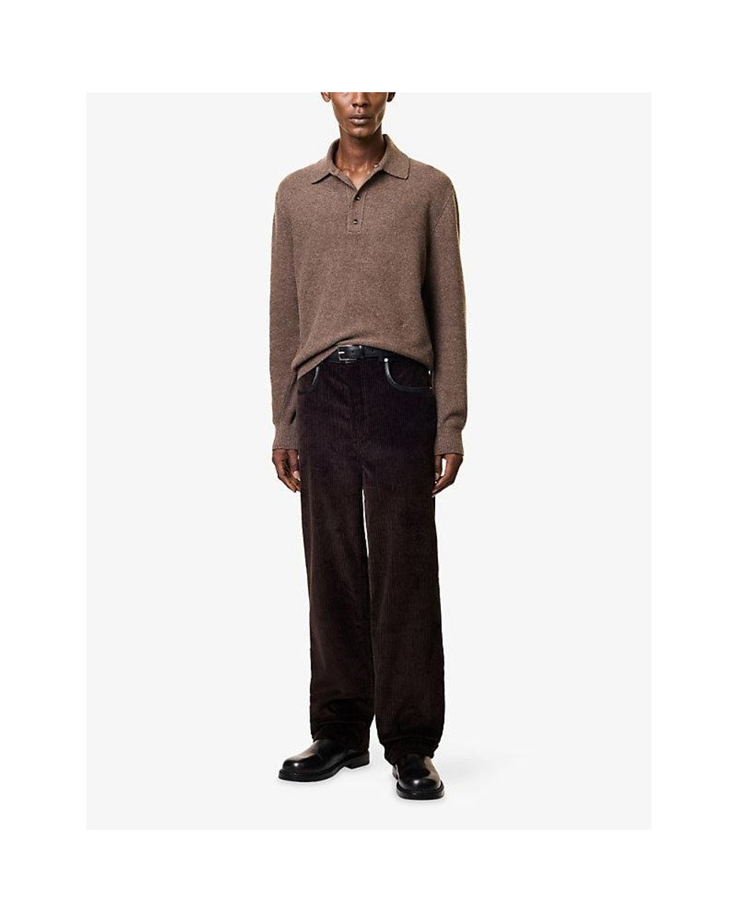 Bottega Veneta Brown Polo Knit Wool And Cashmere Jumper for men