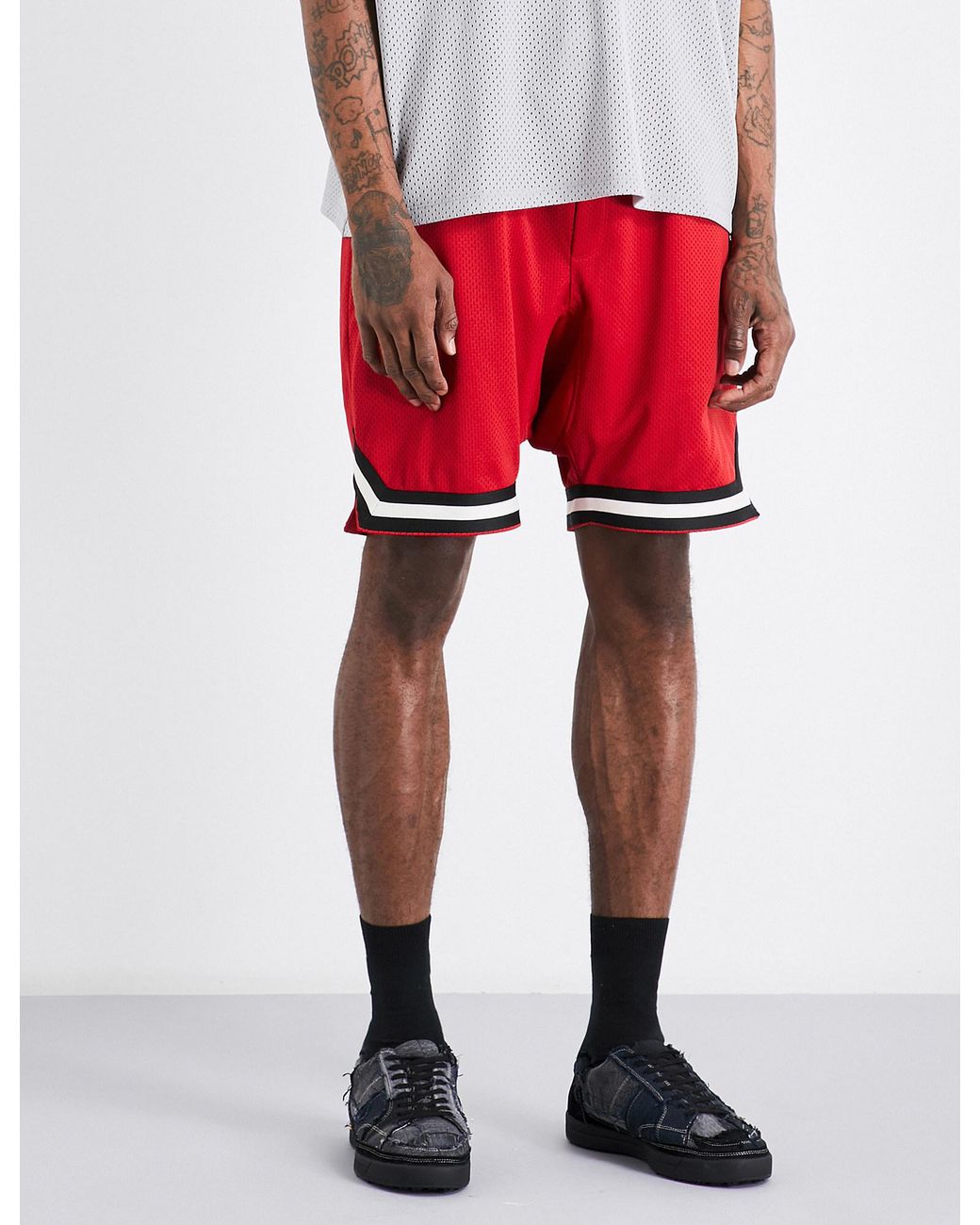 Fear Of God Fifth Collection Dropped-crotch Mesh Shorts in Red for