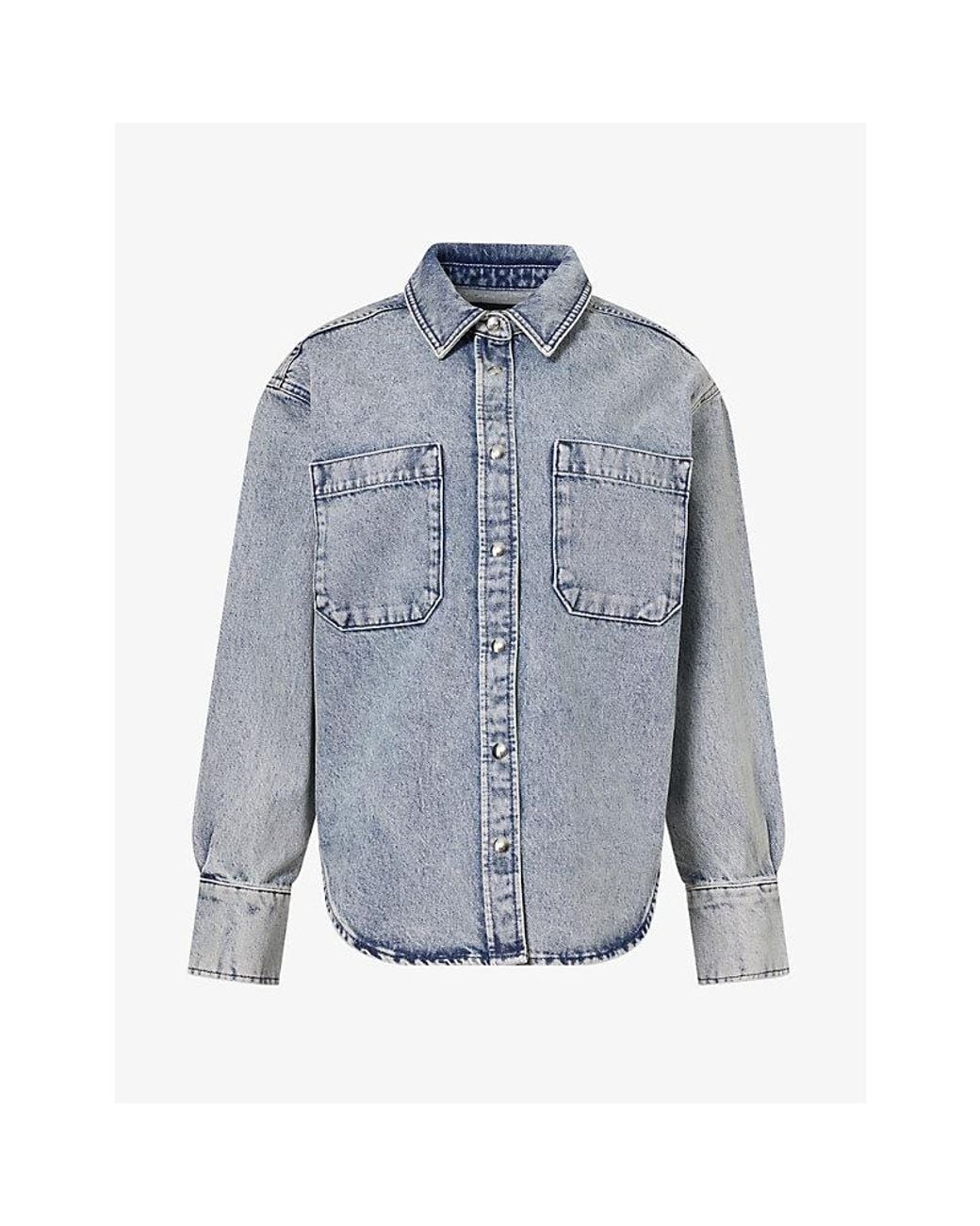 Anine Bing Blue Samy Long-Sleeve Denim Shirt