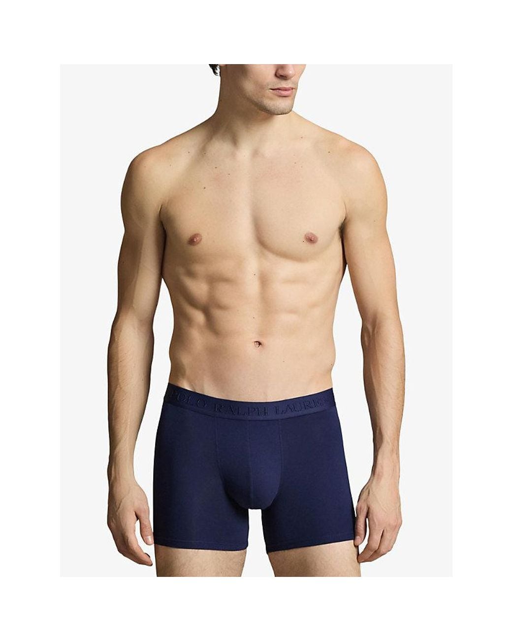 Polo Ralph Lauren Blue Tonal Branded-Waistband Pack Of Three Jersey Boxer Briefs for men