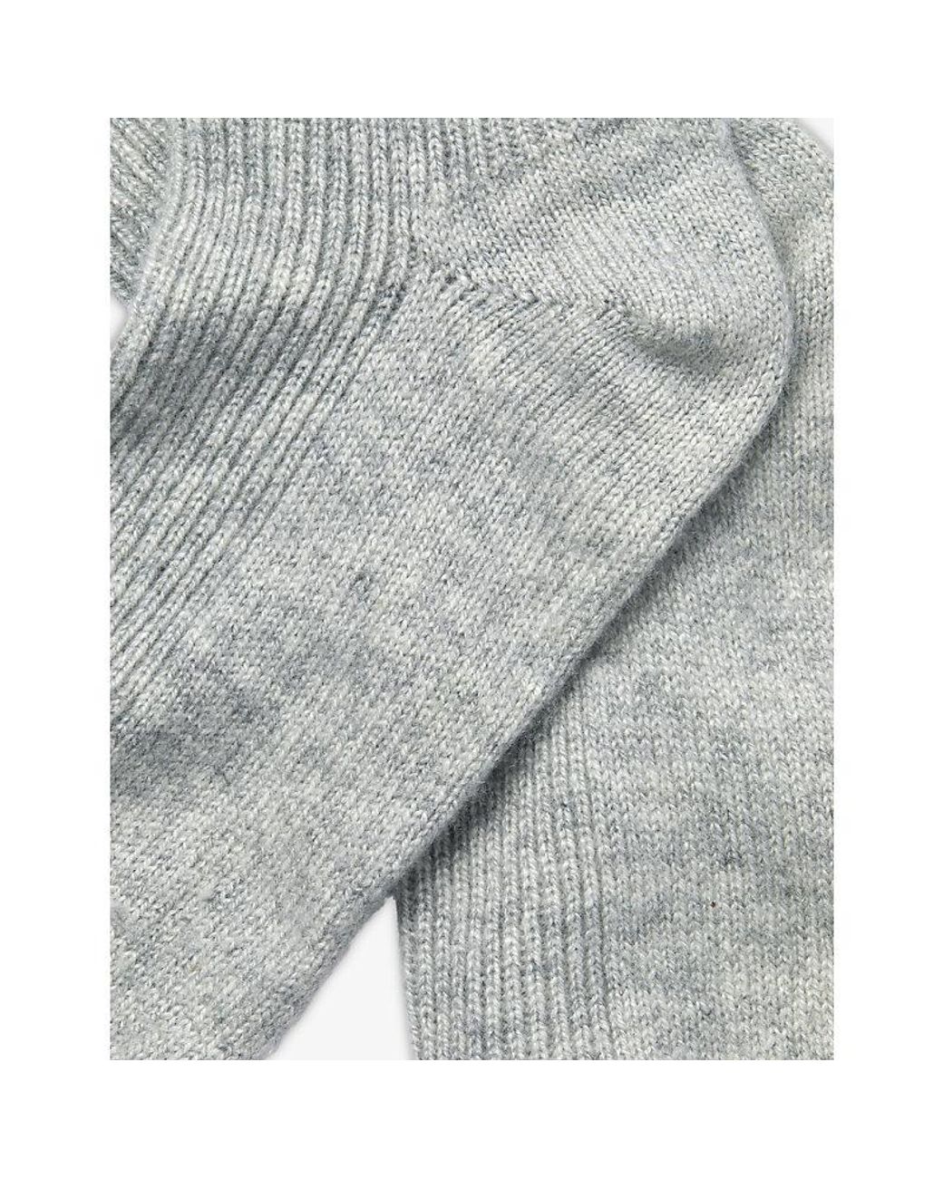 The White Company Gray Ribbed Mid-Calf Cashmere Bed Socks
