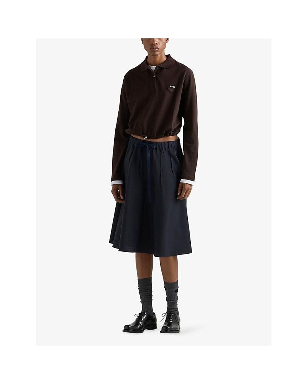 Prada Black Logo-Embroidered Cotton-Jersey Polo Shirt