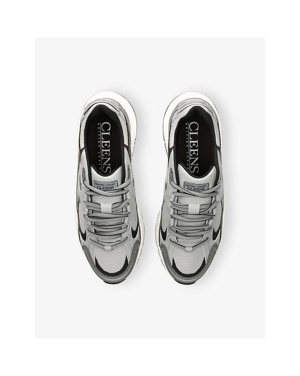 Cleens White Pulse Runner Leather And Mesh Trainers for men