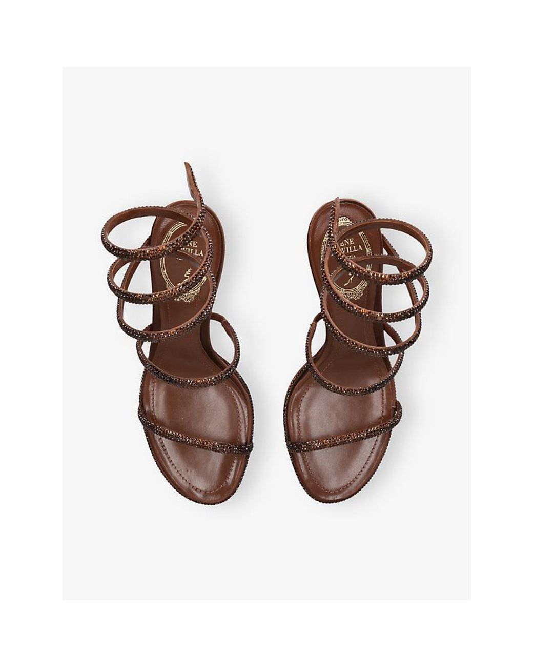 Rene Caovilla Metallic Cleo 80 Embellished-Satin Heeled Sandals