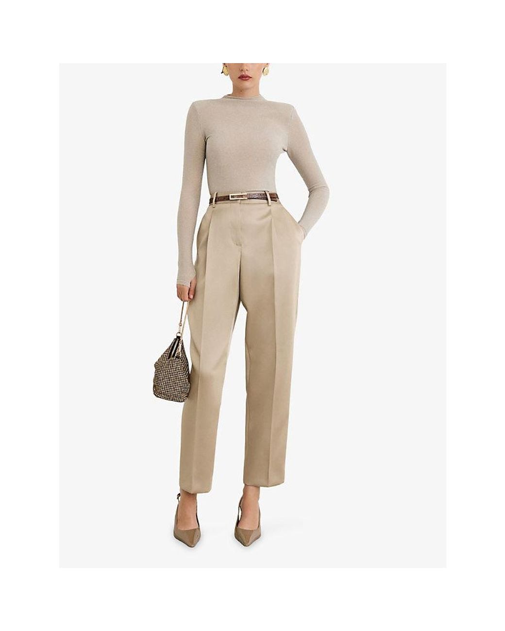 Reiss White Serena High-Neck Mesh Top