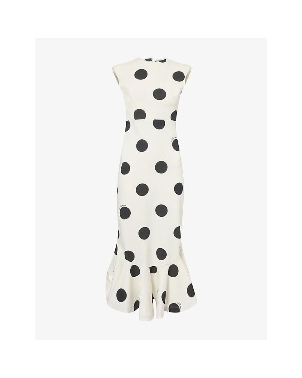Jacquemus White Palmier Polka Dot-Print Jersey Midi Dress