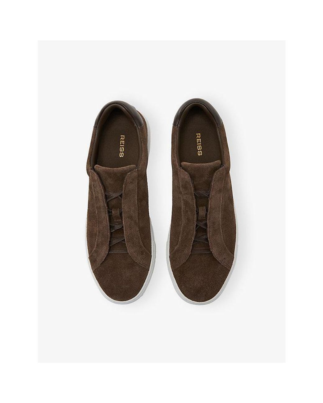 Reiss Brown Jenson Suede Trainers for men
