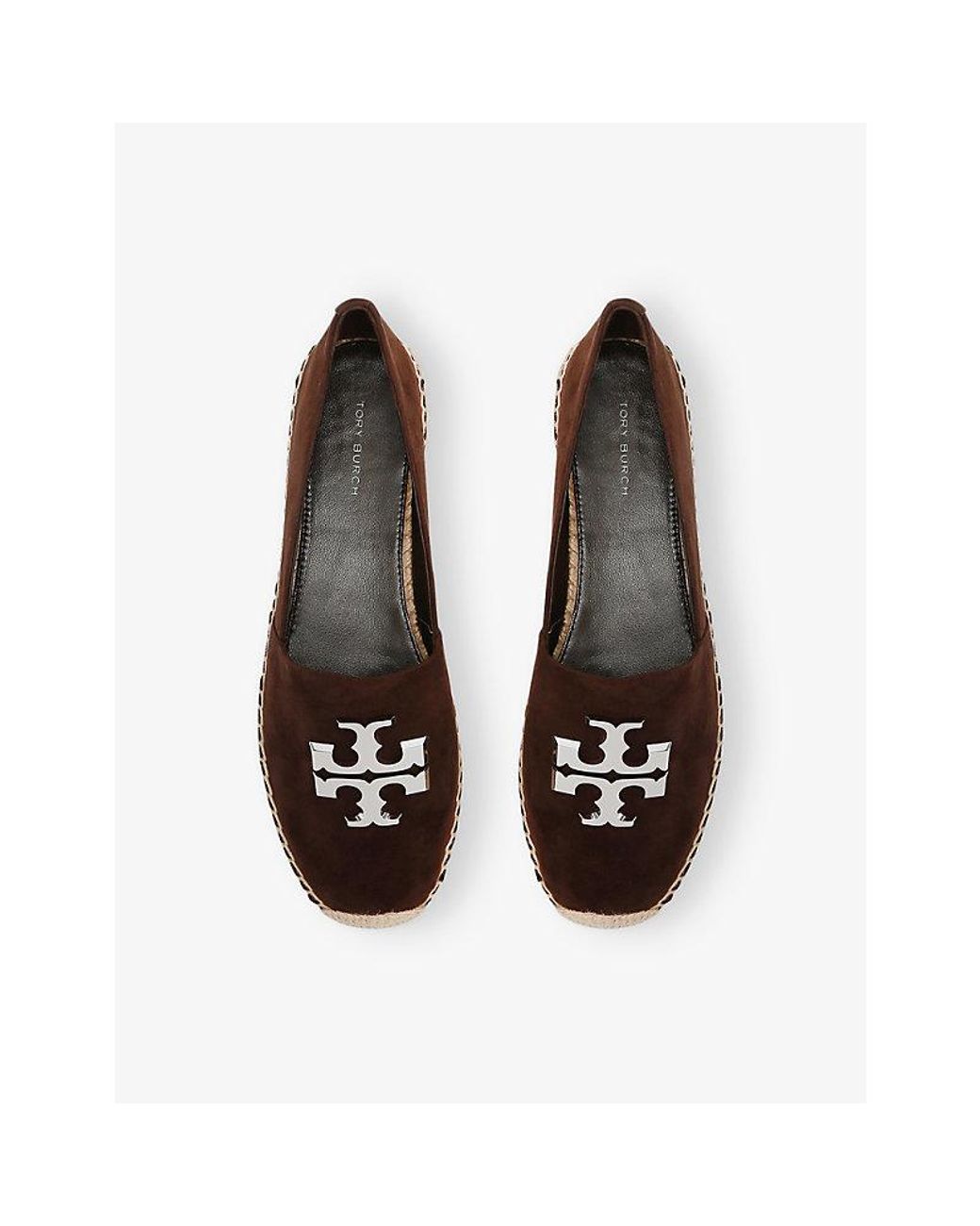 Tory Burch Brown Leather Eleanor Espadrilles