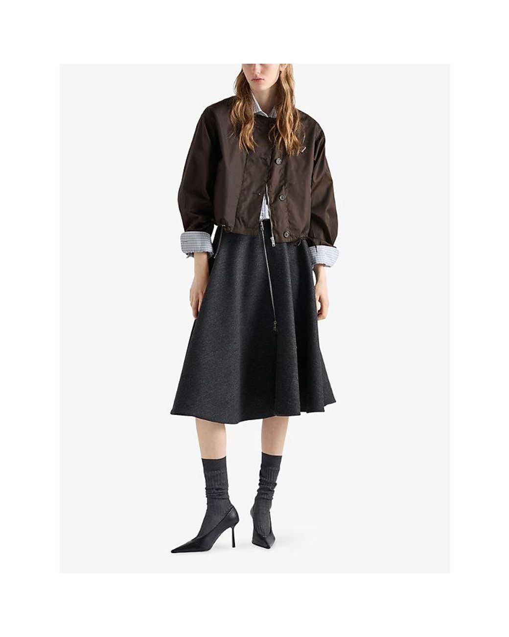 Prada Brown Re-Nylon Cropped Blouson Jacket