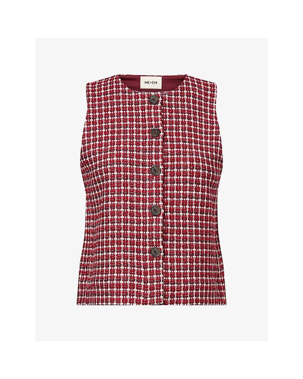 ME+EM Sleeveless Textured-Pattern Woven Top