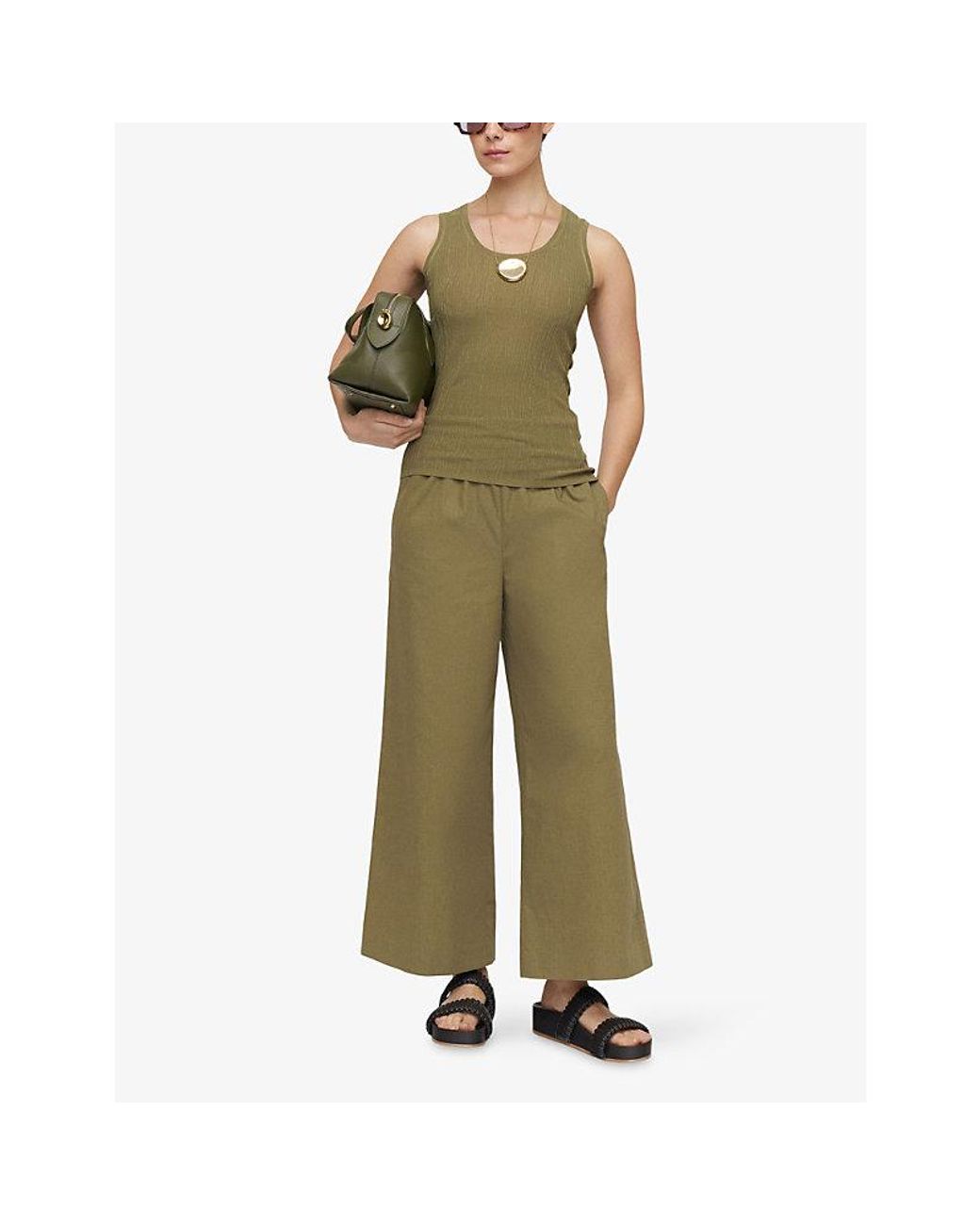Joseph Green Bayt Round-Neck Crinkle Woven Tank