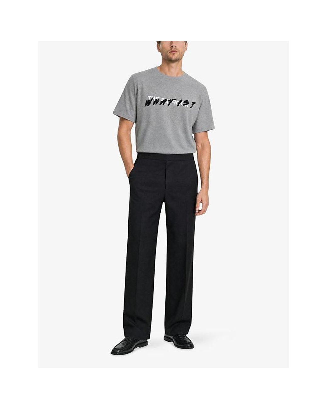The Kooples Gray Logo-Print Short-Sleeve Cotton T-Shirt for men