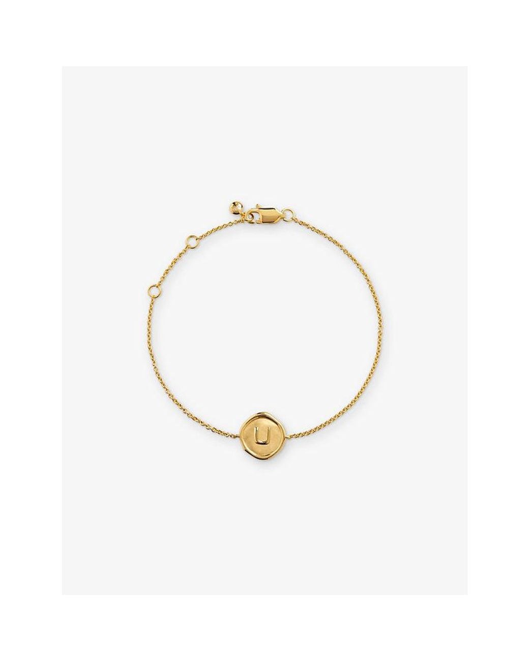Monica Vinader Metallic Initial U Stamp 18Ct Vermeil Chain Bracelet