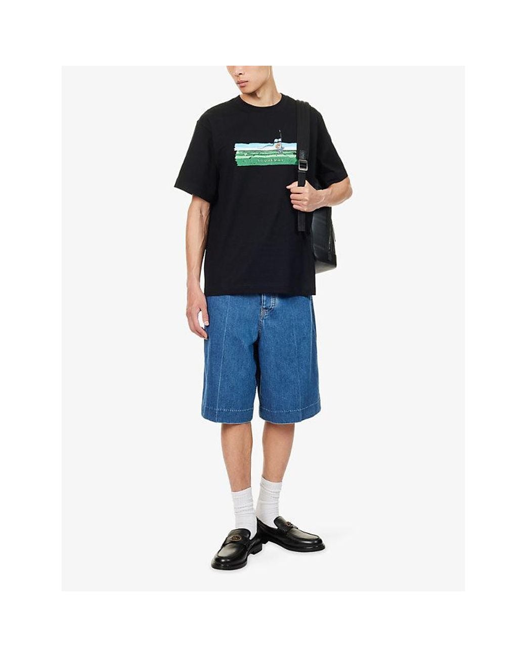 Burberry Black Maze Relaxed Cotton-Jersey T-Shirt for men