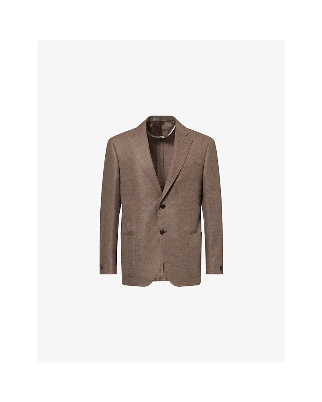 Corneliani Brown Single-Breasted Notch-Lapel Virgin-Wool Jacket for men