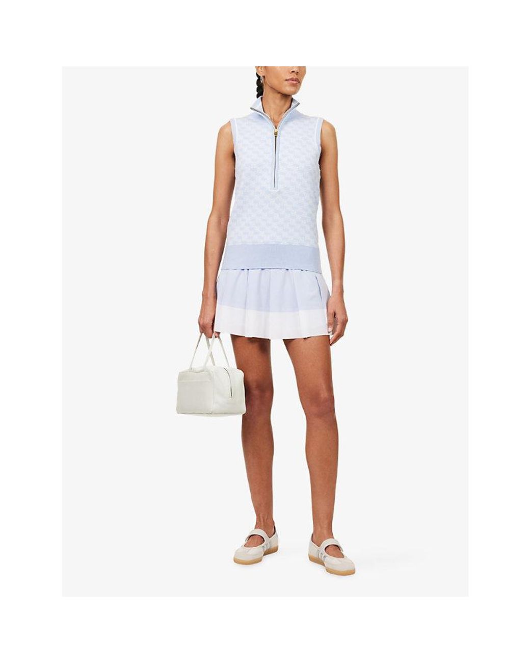 Varley White Vincent Half-Zip Knit Vest