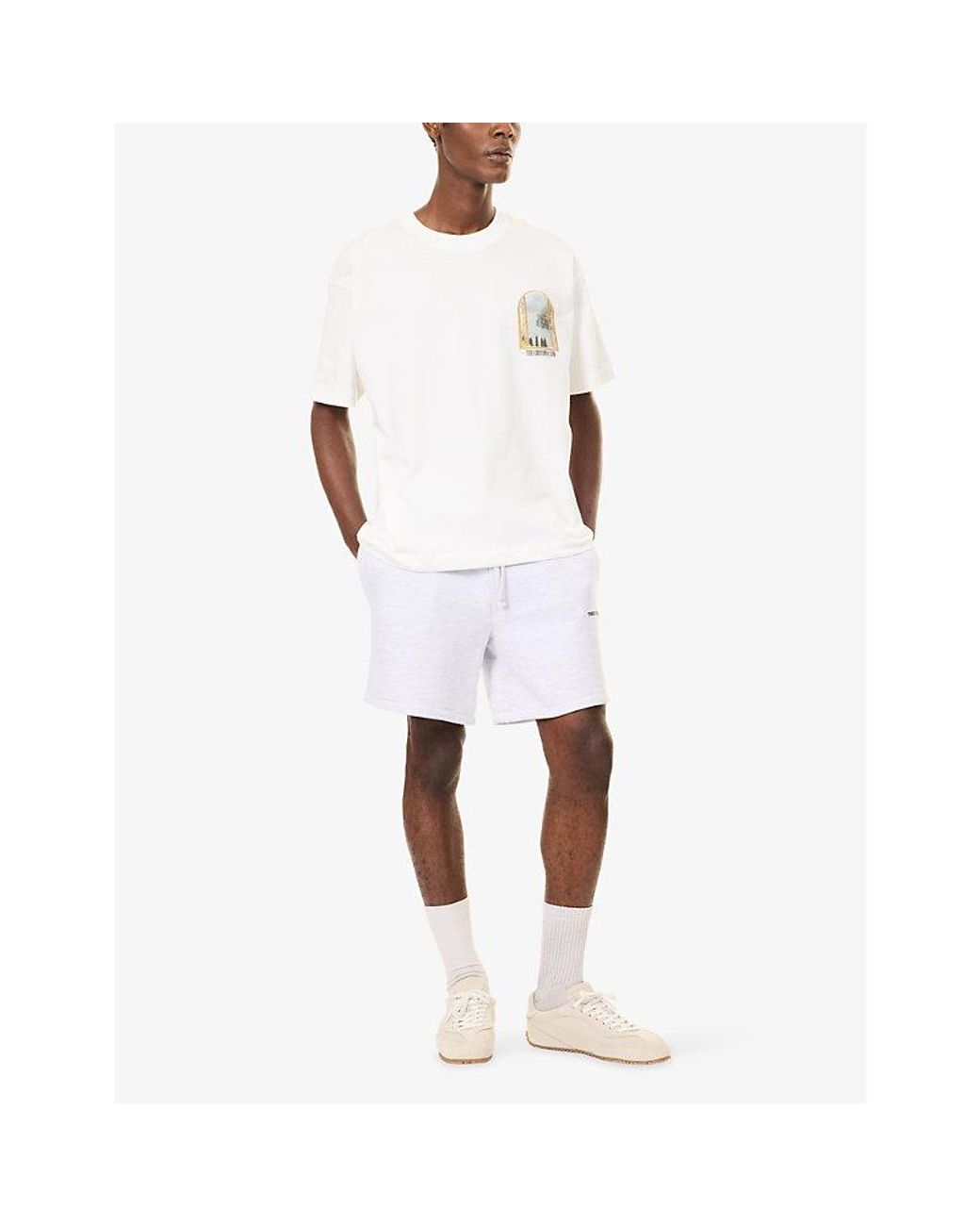 The Couture Club White Micro Copyright Logo-Print Cotton Shorts for men