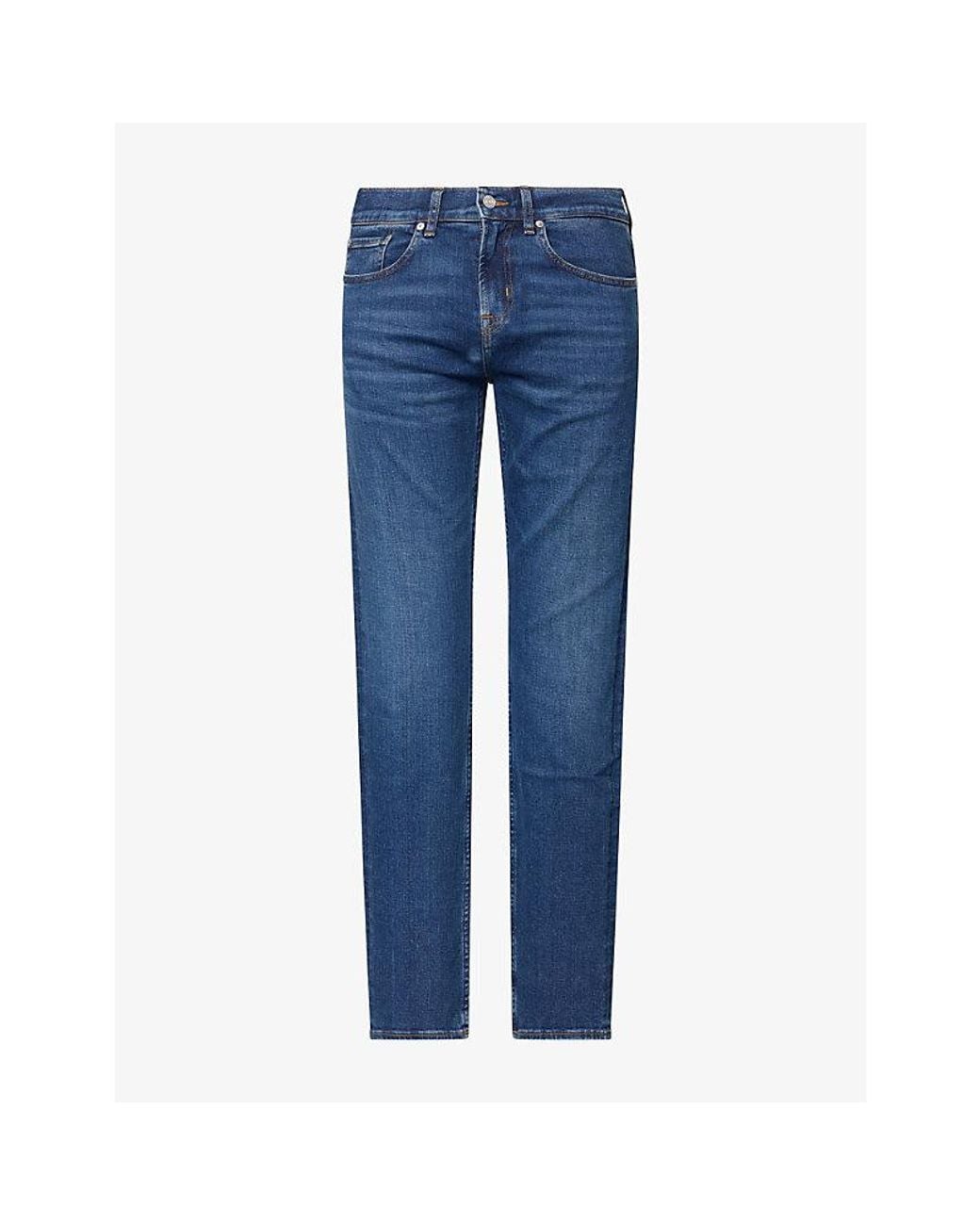 7 For All Mankind Blue Slim-Fit Skinny-Leg Denim Jeans for men