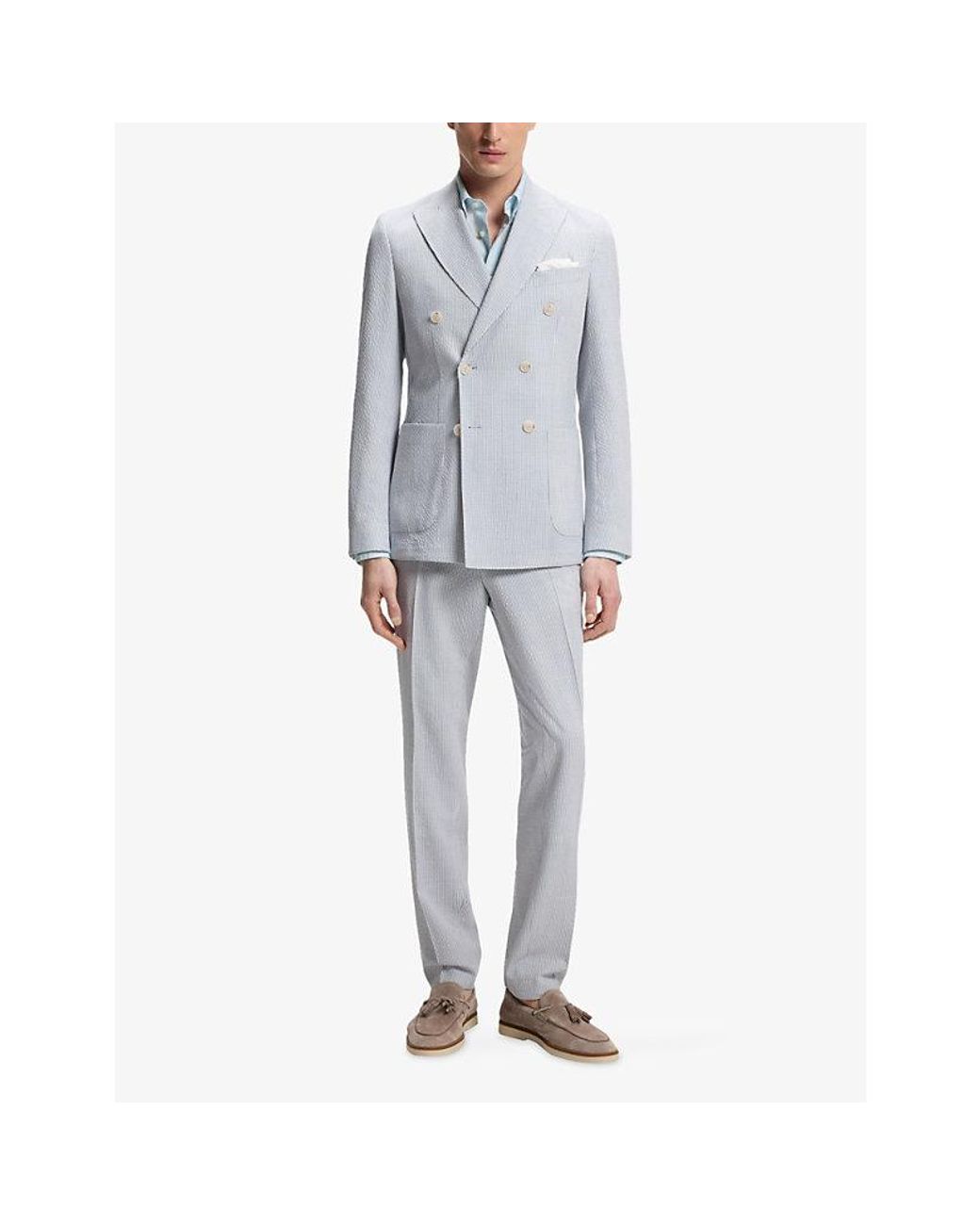 Boss White Brand-Embroidered Long-Sleeved Linen Shirt for men