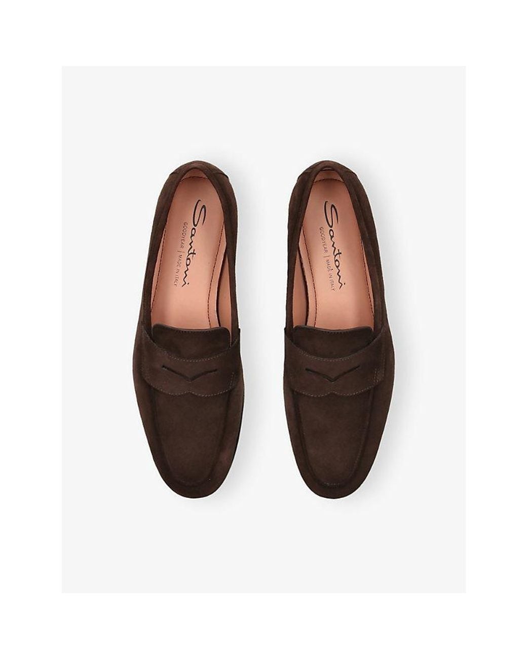 Santoni Brown Carla Suede Loafers