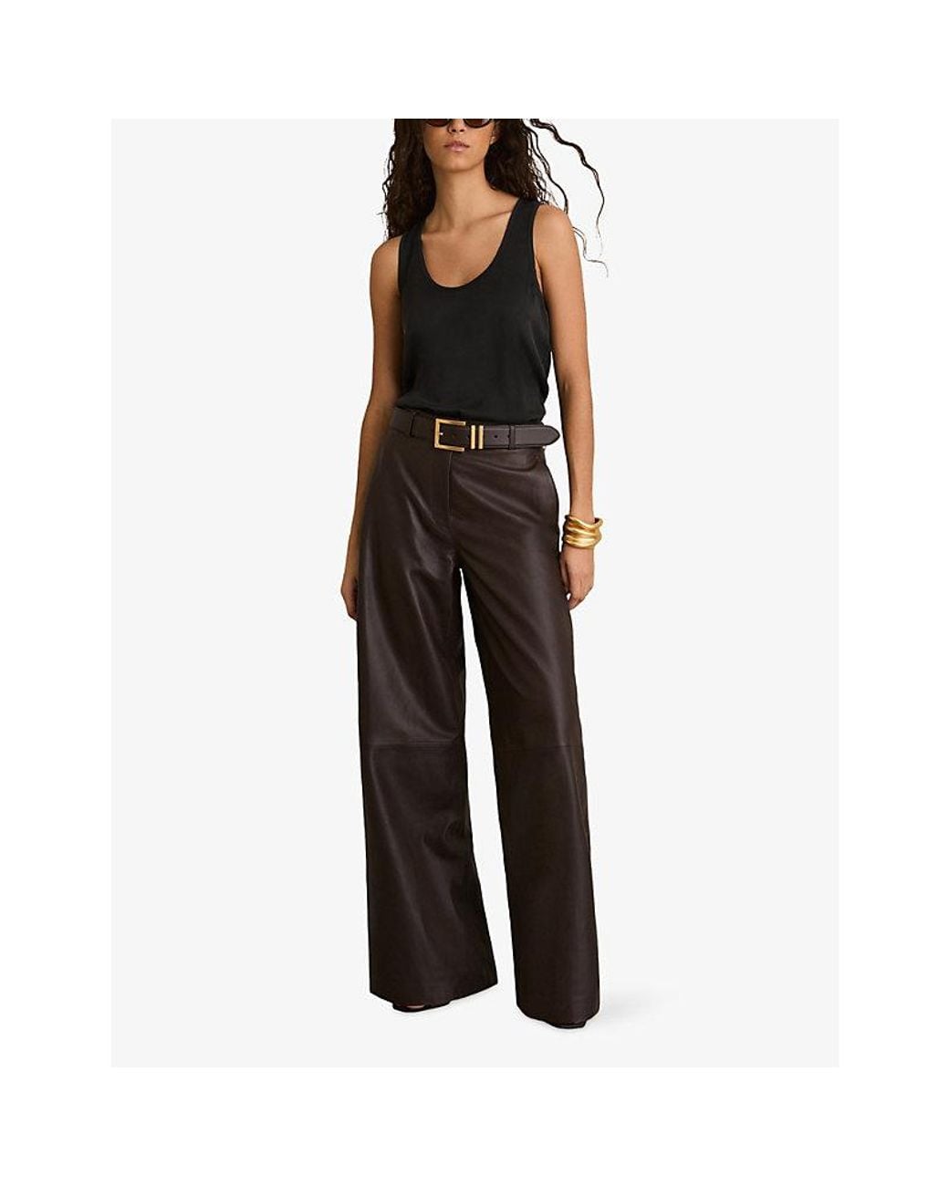 Reiss Black Ruby Sleeveless Stretch-Silk Top