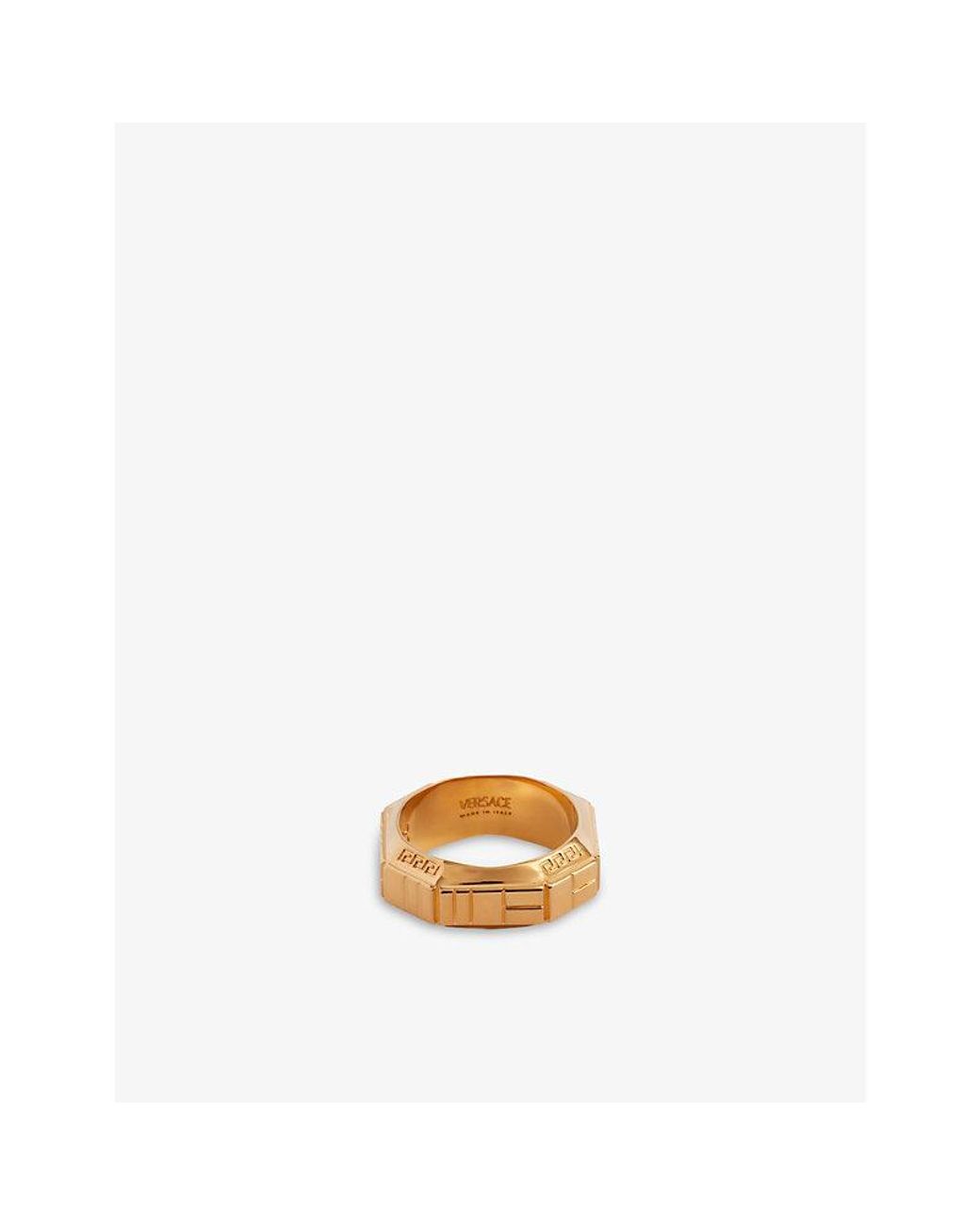Versace Engraved Octagonal shape Metal Ring in Metallic for Men