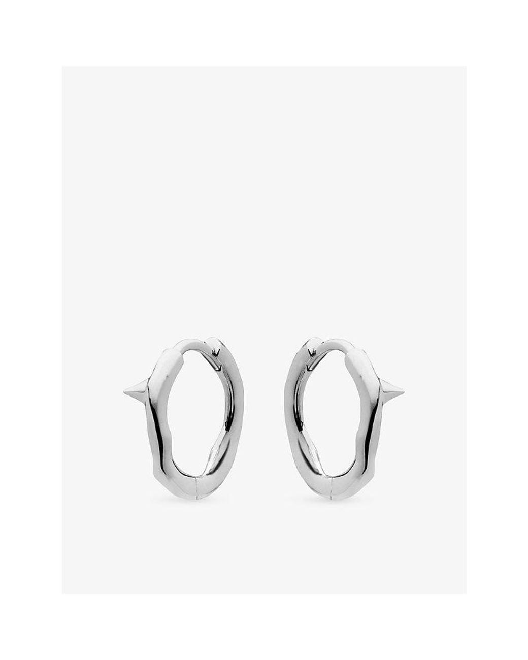 Shaun Leane Metallic Rose Thorn Mini Sterling- Hoop Earrings