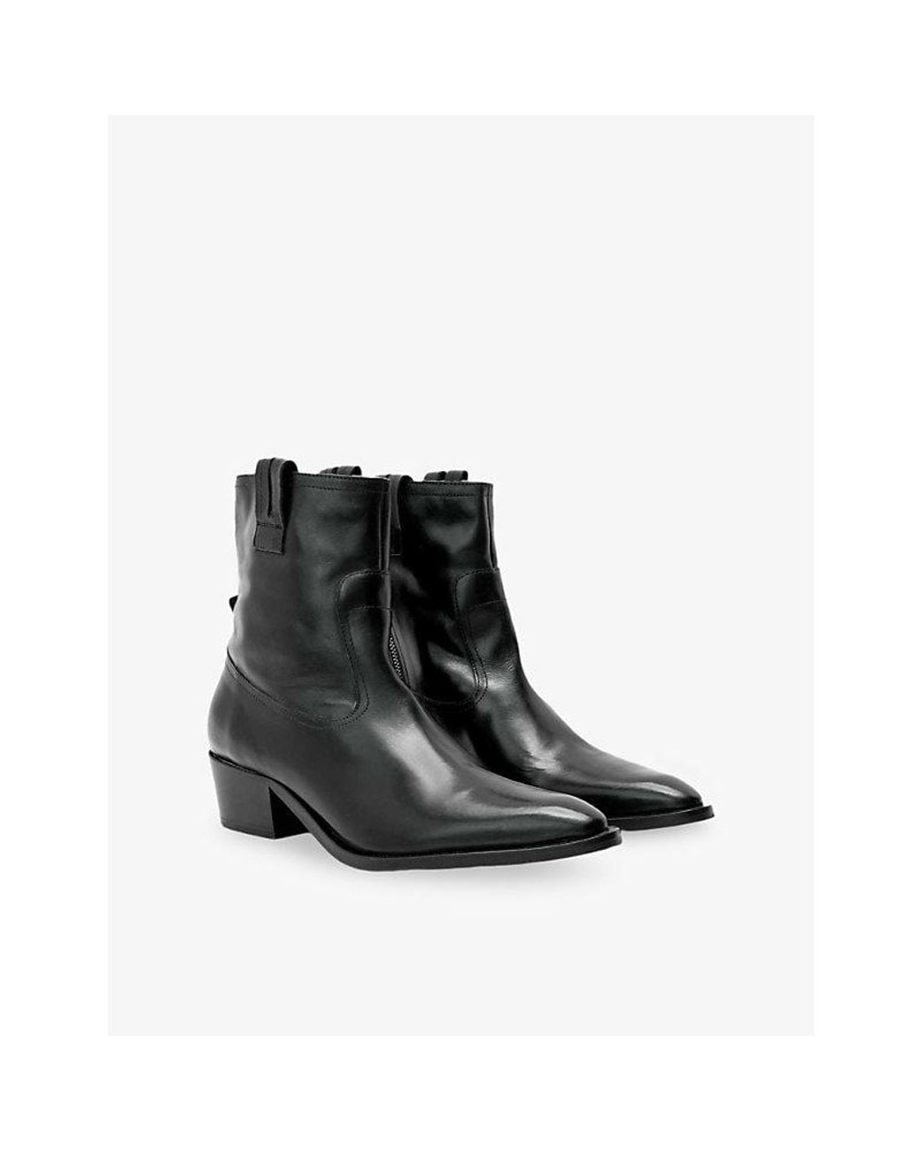 AllSaints Black Jura Leather Ankle Boots