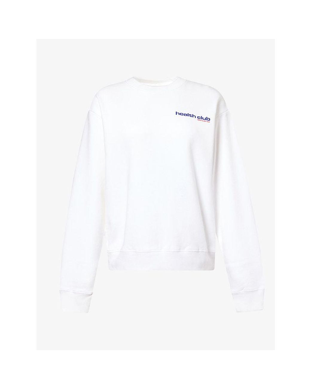 Sporty & Rich White Health-Club Logo-Print Cotton Sweatshirt