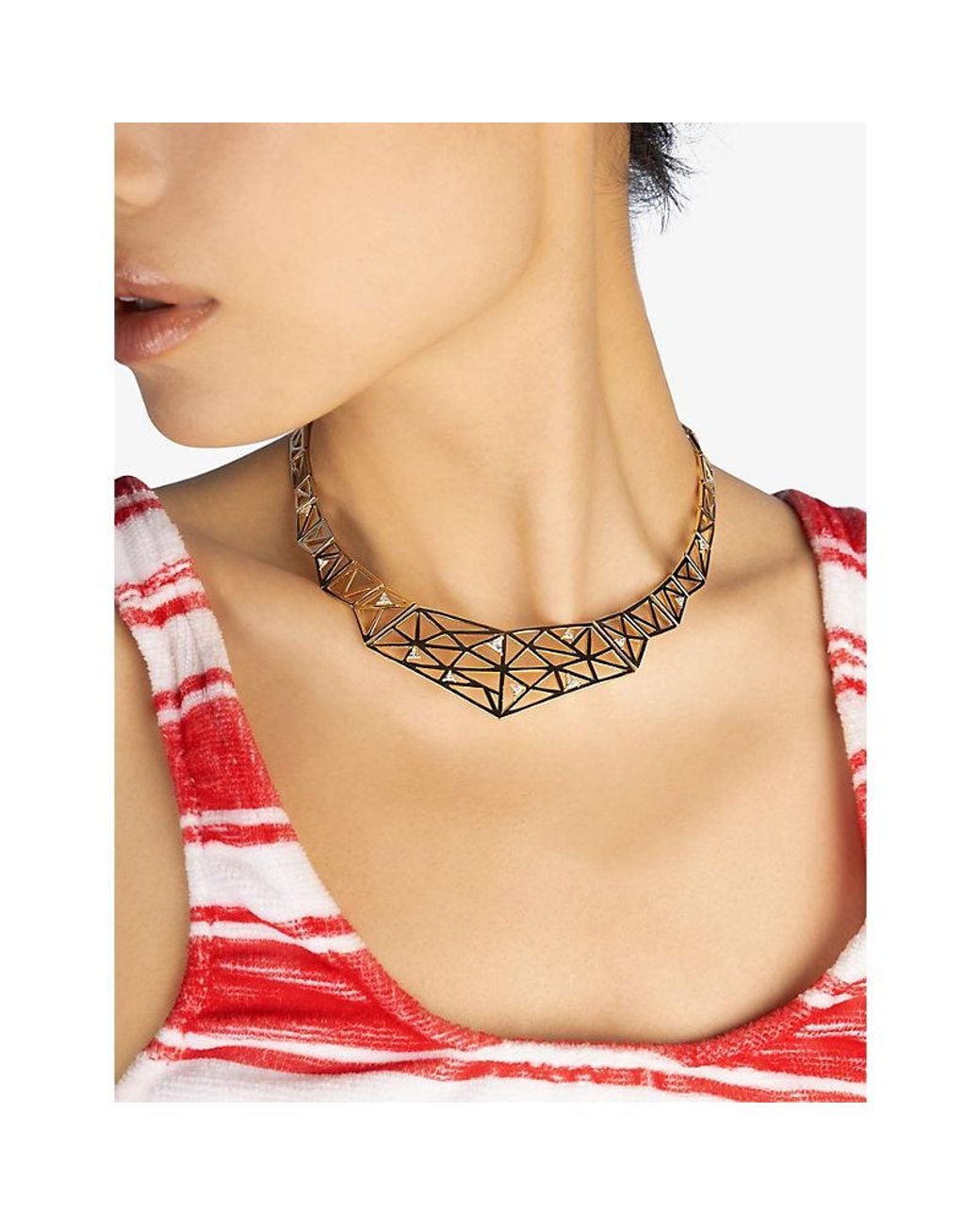 Apm Monaco Metallic Labyrinthe 18Ct-Plated Alloy And Cubic Zirconia Necklace
