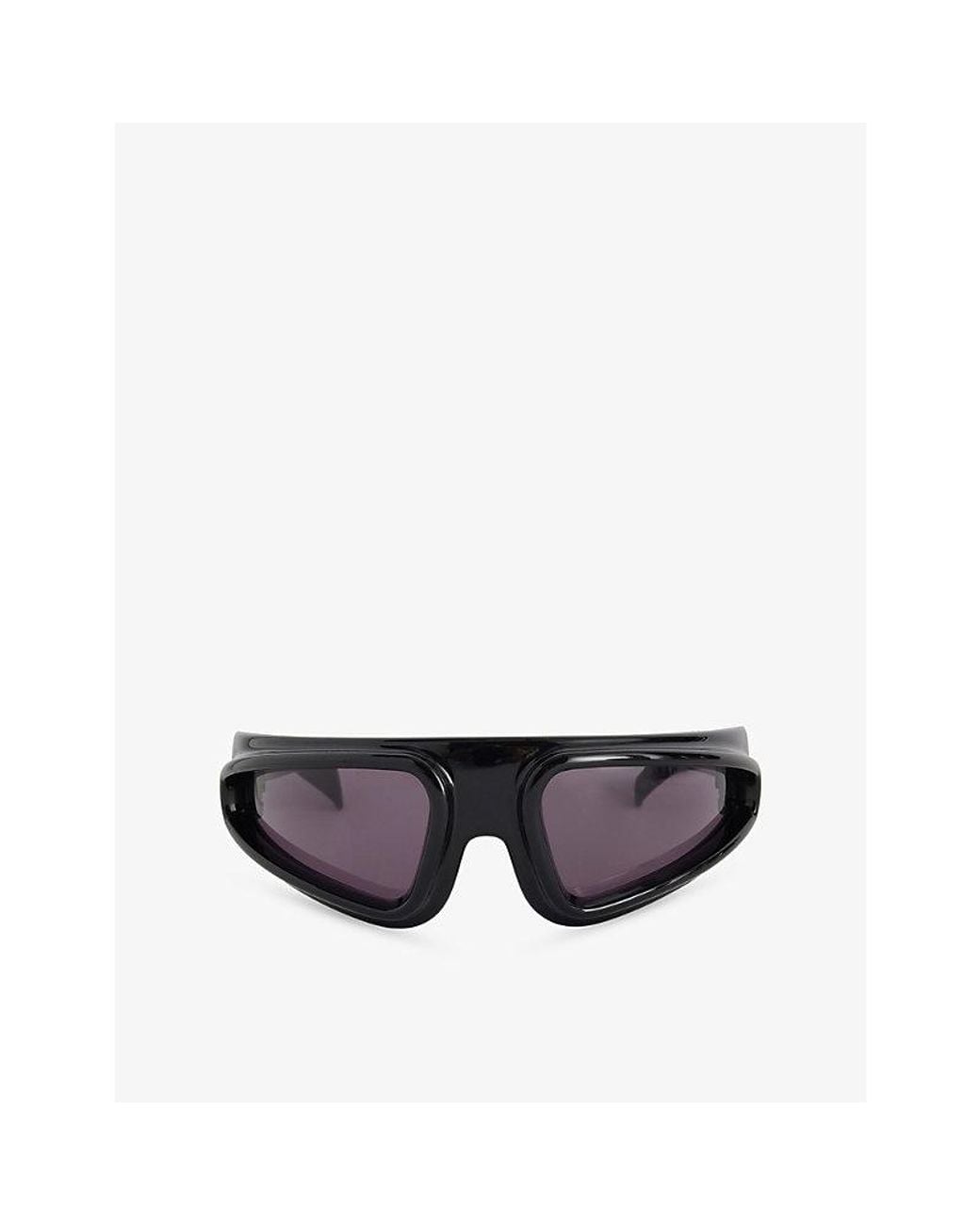 Rick Owens Black Shiny Ryder Wraparound-Frame Nylon Sunglasses for men