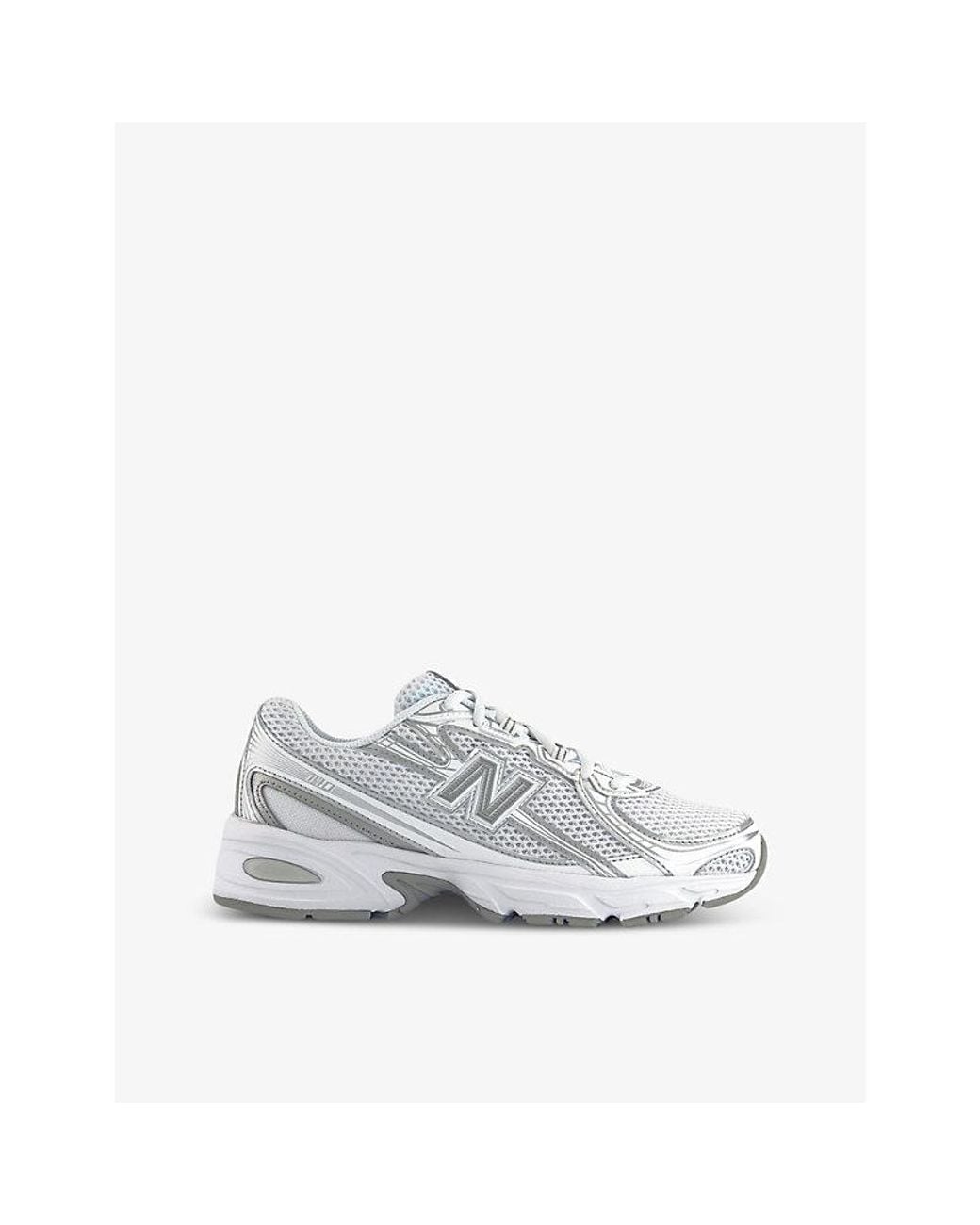 New Balance White 740 V2 Logo-Embroidered Mesh Low-Top Trainers