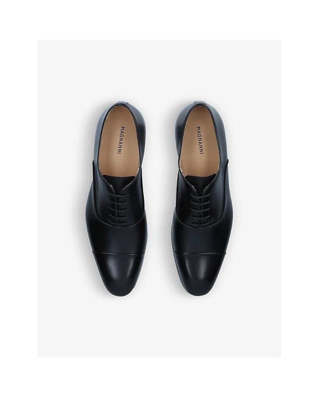 Magnanni Shoes Black Lace-Up Leather Oxford Shoes for men