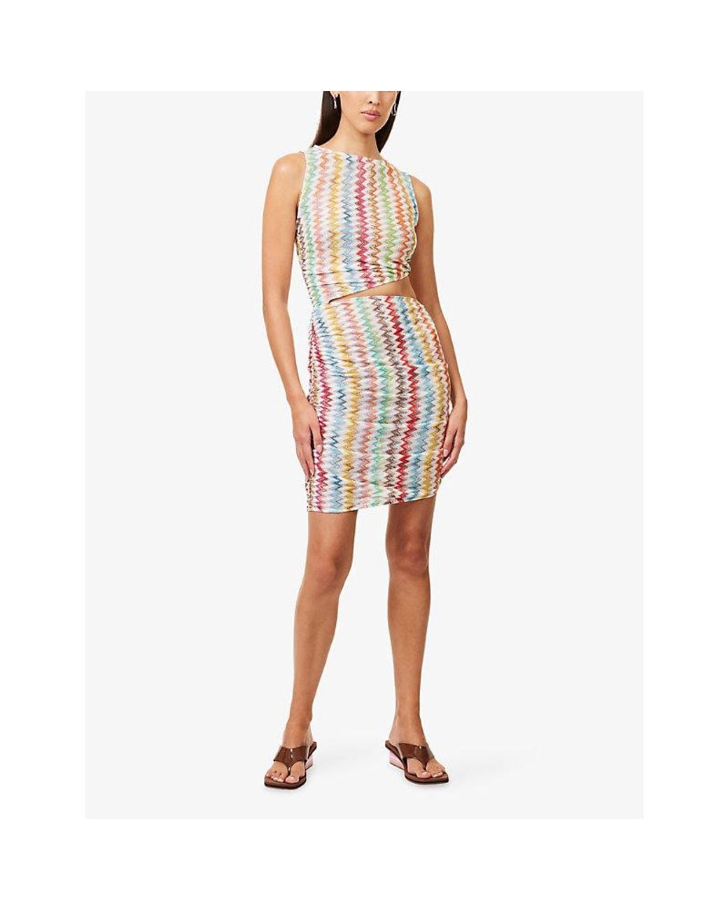 Missoni White Cut-Out Chevron Knitted Mini Cover-Up