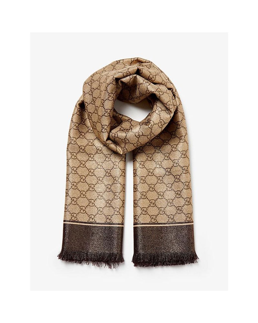 Gucci Rainy Brand-print Wool Scarf in Brown