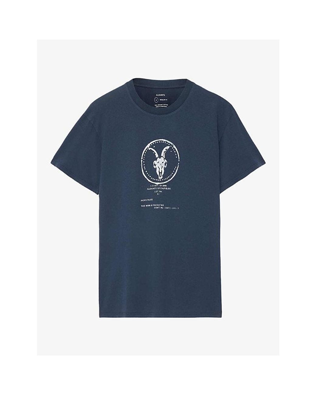 AllSaints Blue Tier Logo-Print Cotton T-Shirt for men