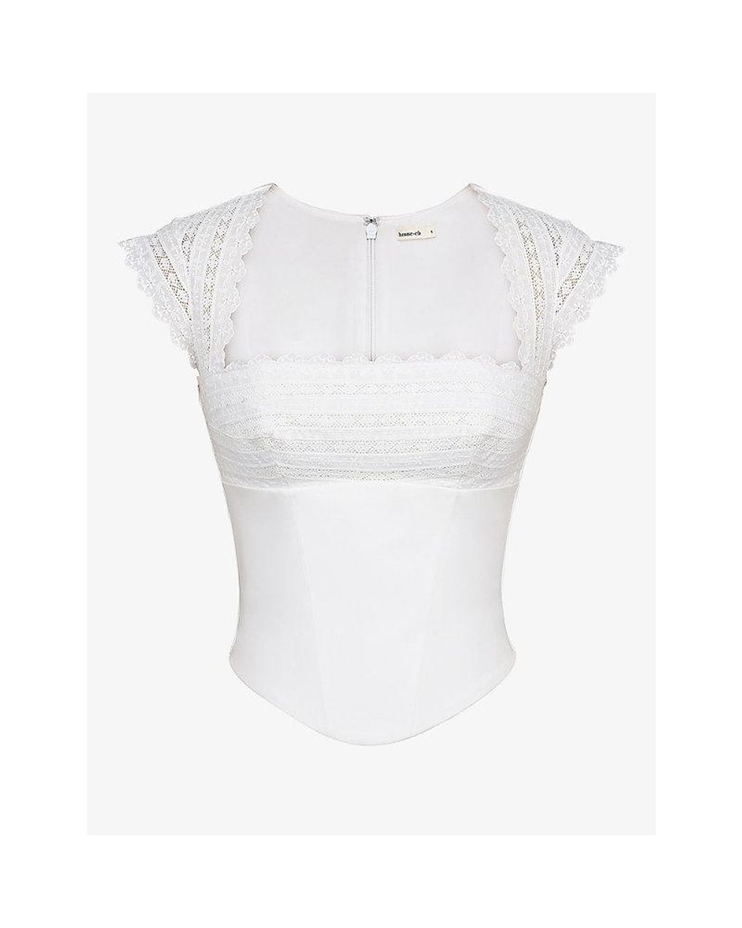 House Of Cb White Fiorella Broderie Anglaise-Trim Stretch-Cotton Corset Top