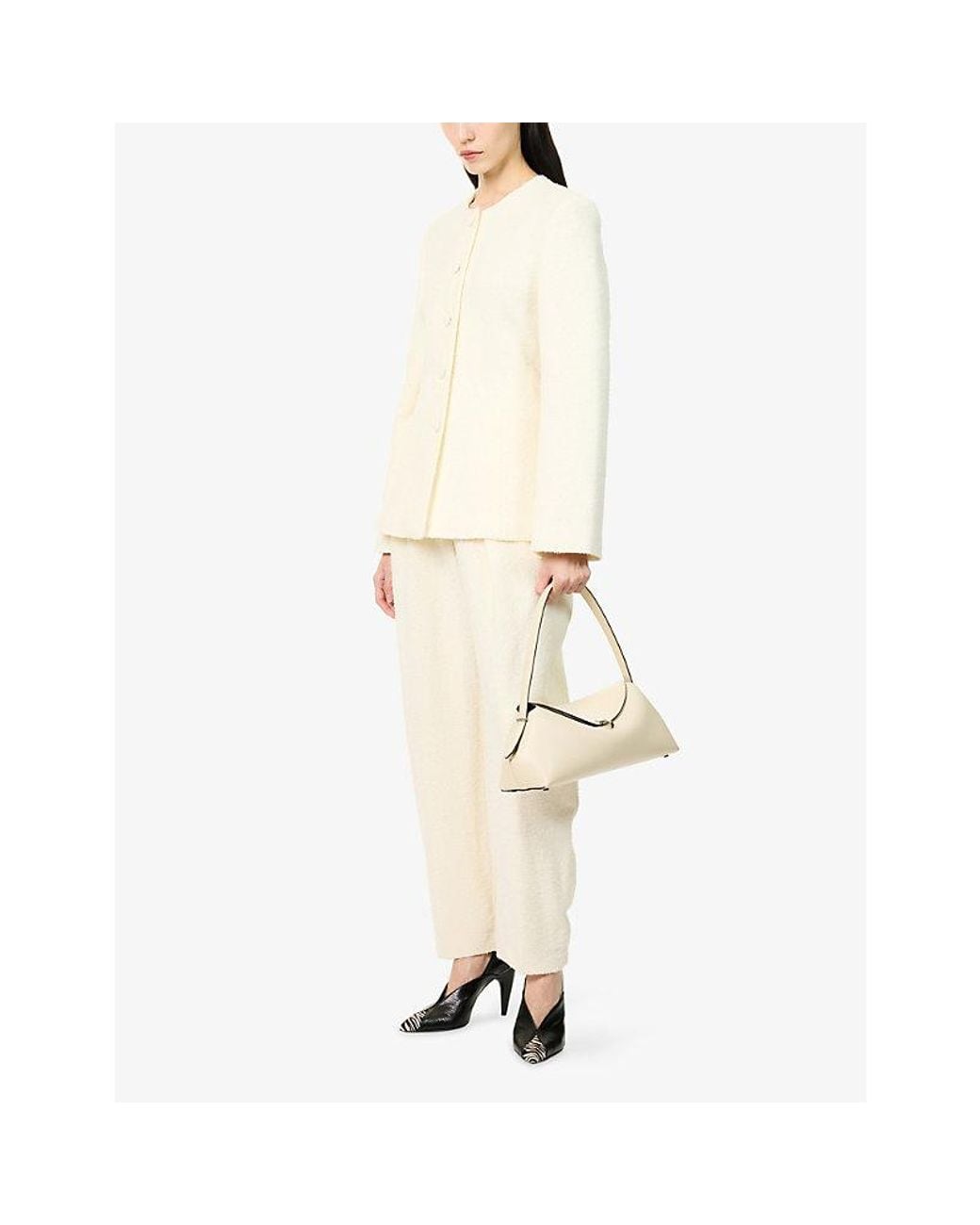 RÓHE Frames White Boucle Shaped Wool-Blend Blazer