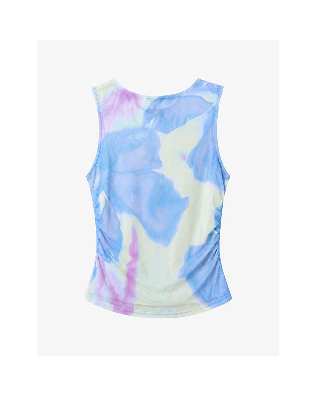 OMNES Blue Delia Glitched Floral Mesh Top