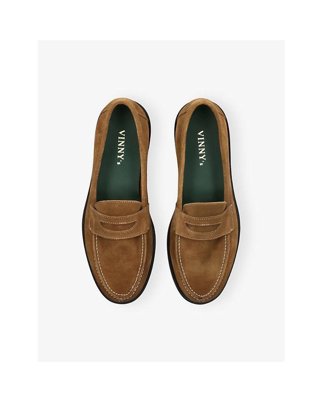 VINNY'S Brown Bobbee Suede Loafers for men