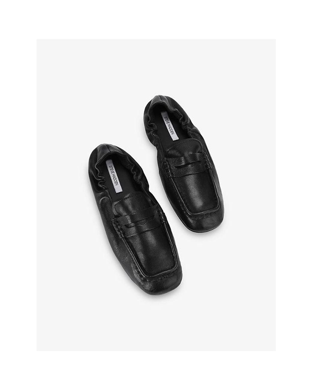 Steve Madden Black Eurry Slip-On Leather Loafers