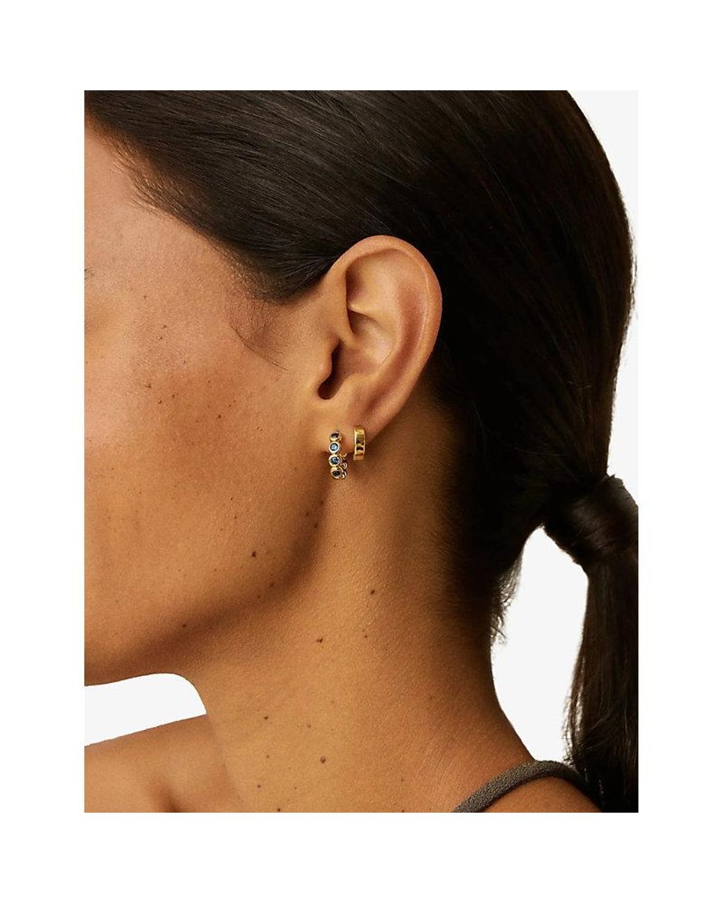 Missoma Metallic Tennis Small 18Ct Plated Brass And Sapphire Nano-Crystal Hoop Earrings