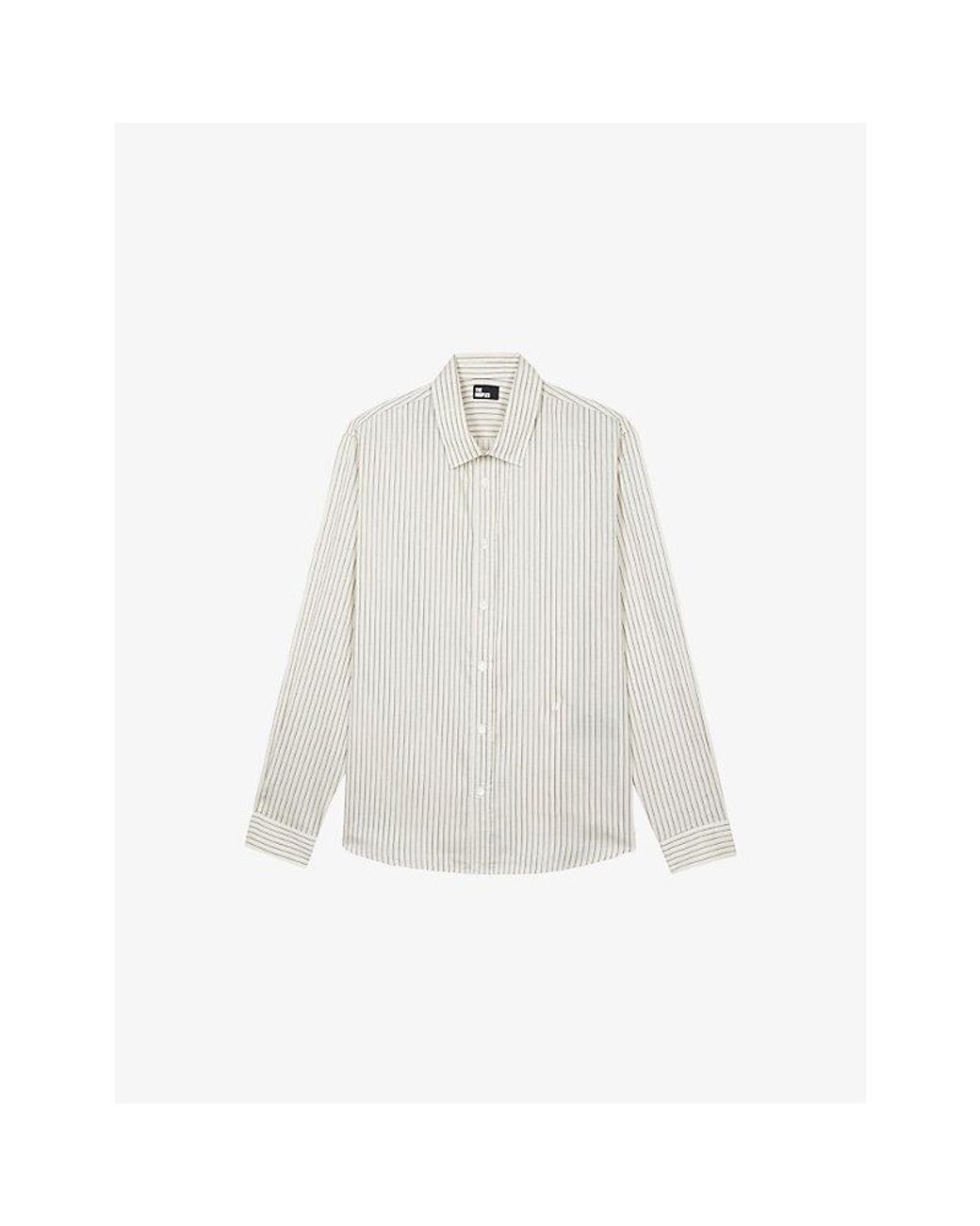 The Kooples White Striped Slim-Fit Cotton Shirt for men