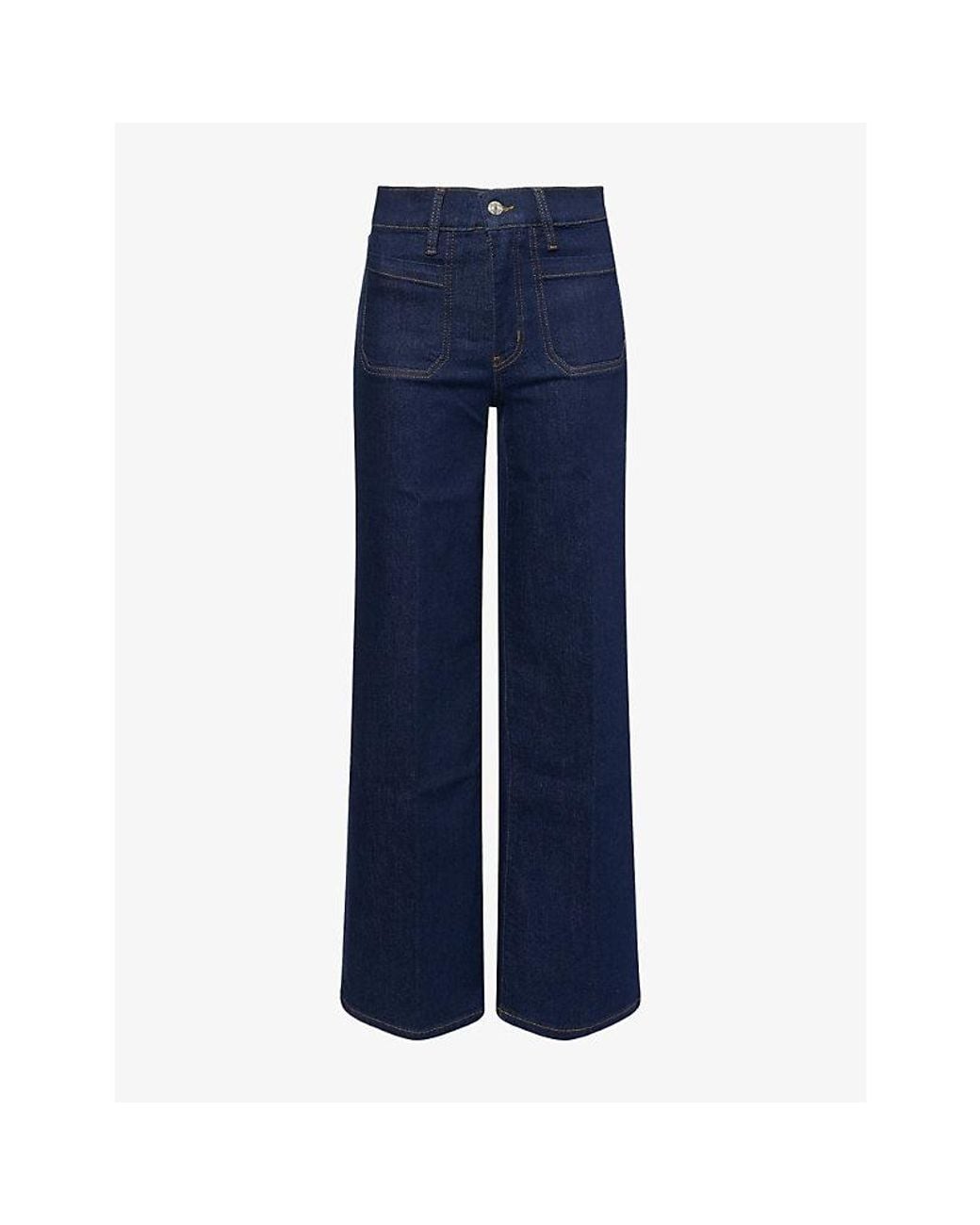 FRAME Blue Le Slim Palazzo High-Rise Stretch-Denim Jeans